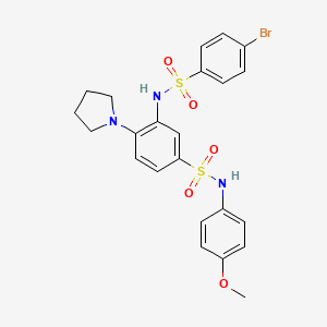 molecular formula C23H24BrN3O5S2 B7540320 3-[(4-bromophenyl)sulfonylamino]-N-(4-methoxyphenyl)-4-pyrrolidin-1-ylbenzenesulfonamide 