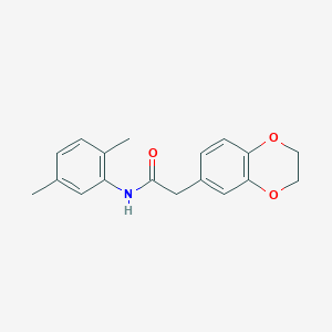 molecular formula C18H19NO3 B7540350 2-(2,3-dihydro-1,4-benzodioxin-6-yl)-N-(2,5-dimethylphenyl)acetamide 