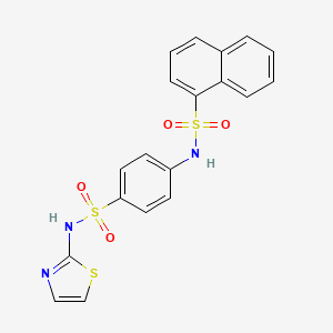 molecular formula C19H15N3O4S3 B7540354 N-[4-(1,3-thiazol-2-ylsulfamoyl)phenyl]naphthalene-1-sulfonamide 