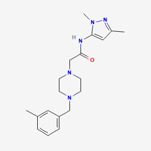N-(2,5-dimethylpyrazol-3-yl)-2-[4-[(3-methylphenyl)methyl]piperazin-1-yl]acetamide