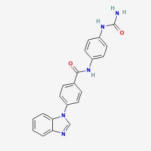 molecular formula C21H17N5O2 B7540407 4-(benzimidazol-1-yl)-N-[4-(carbamoylamino)phenyl]benzamide 