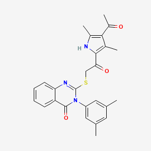 molecular formula C26H25N3O3S B7540433 2-[2-(4-acetyl-3,5-dimethyl-1H-pyrrol-2-yl)-2-oxoethyl]sulfanyl-3-(3,5-dimethylphenyl)quinazolin-4-one 