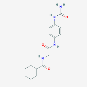 molecular formula C16H22N4O3 B7540438 N-[2-[4-(carbamoylamino)anilino]-2-oxoethyl]cyclohexanecarboxamide 