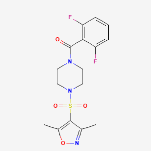 molecular formula C16H17F2N3O4S B7540462 (2,6-Difluorophenyl)-[4-[(3,5-dimethyl-1,2-oxazol-4-yl)sulfonyl]piperazin-1-yl]methanone 