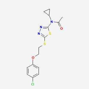molecular formula C15H16ClN3O2S2 B7540477 N-[5-[2-(4-chlorophenoxy)ethylsulfanyl]-1,3,4-thiadiazol-2-yl]-N-cyclopropylacetamide 