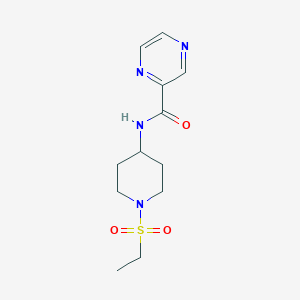 molecular formula C12H18N4O3S B7540491 N-(1-ethylsulfonylpiperidin-4-yl)pyrazine-2-carboxamide 