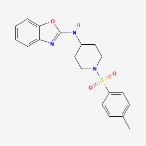molecular formula C19H21N3O3S B7540509 N-[1-(4-methylphenyl)sulfonylpiperidin-4-yl]-1,3-benzoxazol-2-amine 