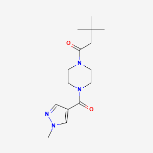 molecular formula C15H24N4O2 B7540514 3,3-Dimethyl-1-[4-(1-methylpyrazole-4-carbonyl)piperazin-1-yl]butan-1-one 