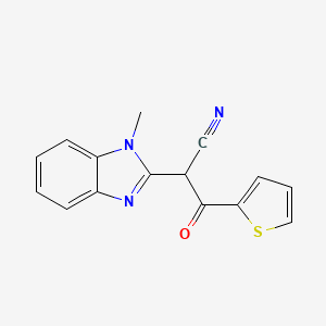molecular formula C15H11N3OS B7540519 2-(1-Methylbenzimidazol-2-yl)-3-oxo-3-thiophen-2-ylpropanenitrile 