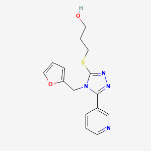 molecular formula C15H16N4O2S B7540521 3-[[4-(Furan-2-ylmethyl)-5-pyridin-3-yl-1,2,4-triazol-3-yl]sulfanyl]propan-1-ol 