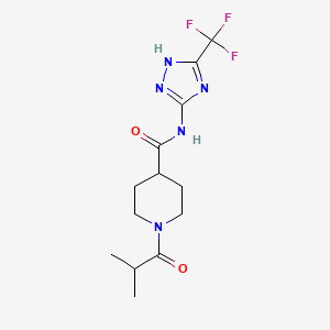 molecular formula C13H18F3N5O2 B7540647 1-(2-methylpropanoyl)-N-[5-(trifluoromethyl)-1H-1,2,4-triazol-3-yl]piperidine-4-carboxamide 