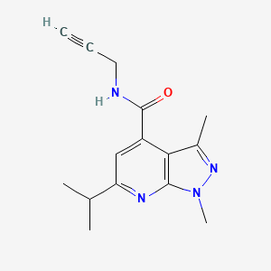 molecular formula C15H18N4O B7540719 1,3-dimethyl-6-propan-2-yl-N-prop-2-ynylpyrazolo[3,4-b]pyridine-4-carboxamide 