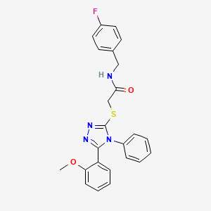 molecular formula C24H21FN4O2S B7540726 N-[(4-fluorophenyl)methyl]-2-[[5-(2-methoxyphenyl)-4-phenyl-1,2,4-triazol-3-yl]sulfanyl]acetamide 