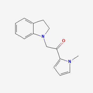 molecular formula C15H16N2O B7540786 2-(2,3-Dihydroindol-1-yl)-1-(1-methylpyrrol-2-yl)ethanone 