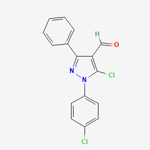 molecular formula C16H10Cl2N2O B7540958 5-chloro-1-(4-chlorophenyl)-3-phenyl-1H-pyrazole-4-carbaldehyde 