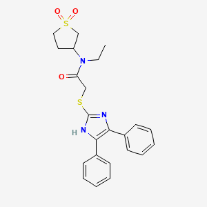 molecular formula C23H25N3O3S2 B7540994 N-(1,1-dioxothiolan-3-yl)-2-[(4,5-diphenyl-1H-imidazol-2-yl)sulfanyl]-N-ethylacetamide 