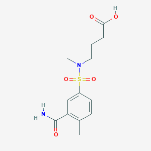 molecular formula C13H18N2O5S B7541032 4-[(3-Carbamoyl-4-methylphenyl)sulfonyl-methylamino]butanoic acid 