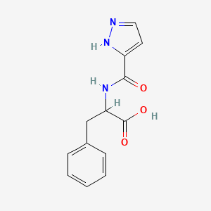 molecular formula C13H13N3O3 B7541080 3-phenyl-2-(1H-pyrazole-5-carbonylamino)propanoic acid 