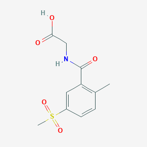 molecular formula C11H13NO5S B7541114 2-[(2-Methyl-5-methylsulfonylbenzoyl)amino]acetic acid 