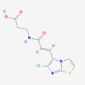 molecular formula C11H10ClN3O3S B7541149 3-[[(E)-3-(6-chloroimidazo[2,1-b][1,3]thiazol-5-yl)prop-2-enoyl]amino]propanoic acid 