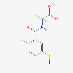 molecular formula C12H15NO3S B7541208 2-[(2-Methyl-5-methylsulfanylbenzoyl)amino]propanoic acid 