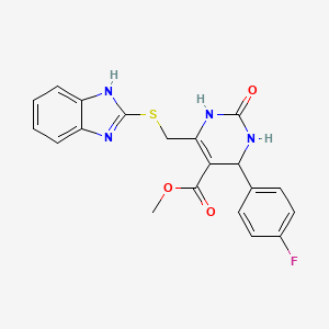 molecular formula C20H17FN4O3S B7541215 methyl 6-(1H-benzimidazol-2-ylsulfanylmethyl)-4-(4-fluorophenyl)-2-oxo-3,4-dihydro-1H-pyrimidine-5-carboxylate 