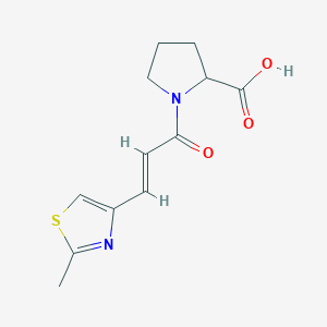 molecular formula C12H14N2O3S B7541237 1-[(E)-3-(2-methyl-1,3-thiazol-4-yl)prop-2-enoyl]pyrrolidine-2-carboxylic acid 
