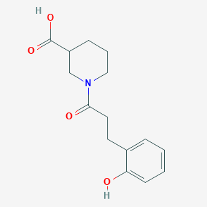molecular formula C15H19NO4 B7541249 1-[3-(2-Hydroxyphenyl)propanoyl]piperidine-3-carboxylic acid 