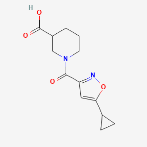 molecular formula C13H16N2O4 B7541255 1-(5-Cyclopropyl-1,2-oxazole-3-carbonyl)piperidine-3-carboxylic acid 