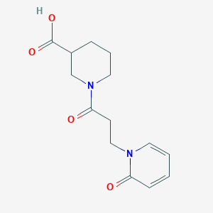molecular formula C14H18N2O4 B7541268 1-[3-(2-Oxopyridin-1-yl)propanoyl]piperidine-3-carboxylic acid 