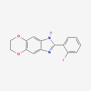 molecular formula C15H11IN2O2 B7541280 2-(2-iodophenyl)-6,7-dihydro-1H-[1,4]dioxino[2,3-f]benzimidazole 