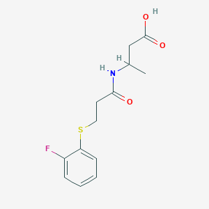 molecular formula C13H16FNO3S B7541313 3-[3-(2-Fluorophenyl)sulfanylpropanoylamino]butanoic acid 