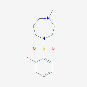 molecular formula C12H17FN2O2S B7541421 1-(2-Fluorophenyl)sulfonyl-4-methyl-1,4-diazepane 