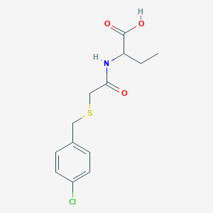 molecular formula C13H16ClNO3S B7541448 2-[[2-[(4-Chlorophenyl)methylsulfanyl]acetyl]amino]butanoic acid 