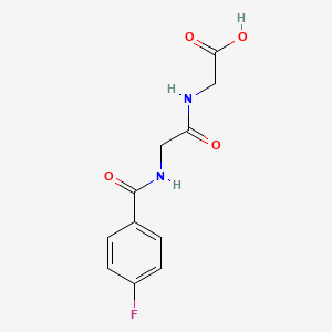 molecular formula C11H11FN2O4 B7541477 2-[[2-[(4-Fluorobenzoyl)amino]acetyl]amino]acetic acid 