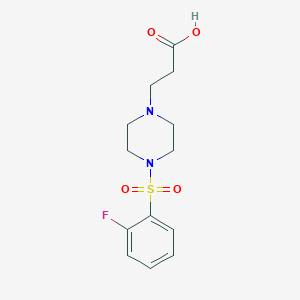 molecular formula C13H17FN2O4S B7541495 3-[4-(2-Fluorophenyl)sulfonylpiperazin-1-yl]propanoic acid 