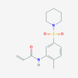 molecular formula C15H20N2O3S B7541652 N-(2-methyl-5-piperidin-1-ylsulfonylphenyl)prop-2-enamide 