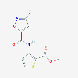 molecular formula C11H10N2O4S B7541696 Methyl 3-[(3-methyl-1,2-oxazole-5-carbonyl)amino]thiophene-2-carboxylate 