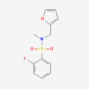 molecular formula C12H12FNO3S B7541757 2-fluoro-N-(furan-2-ylmethyl)-N-methylbenzenesulfonamide 