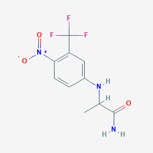 molecular formula C10H10F3N3O3 B7541771 2-[4-Nitro-3-(trifluoromethyl)anilino]propanamide 