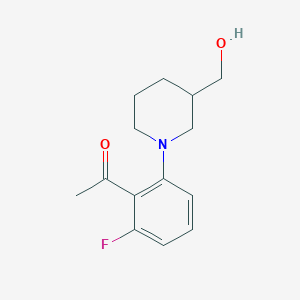 molecular formula C14H18FNO2 B7541786 1-[2-Fluoro-6-[3-(hydroxymethyl)piperidin-1-yl]phenyl]ethanone 