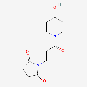 molecular formula C12H18N2O4 B7541824 1-[3-(4-Hydroxypiperidin-1-yl)-3-oxopropyl]pyrrolidine-2,5-dione 