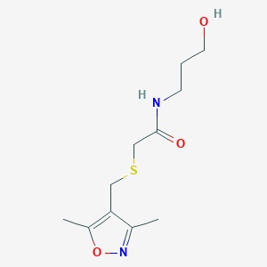 2-[(3,5-dimethyl-1,2-oxazol-4-yl)methylsulfanyl]-N-(3-hydroxypropyl)acetamide