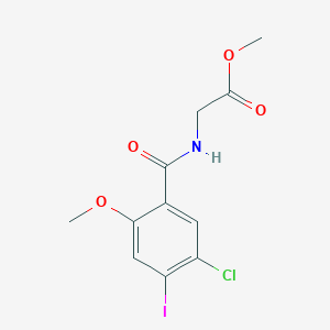 molecular formula C11H11ClINO4 B7541986 Methyl 2-[(5-chloro-4-iodo-2-methoxybenzoyl)amino]acetate 