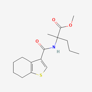 molecular formula C16H23NO3S B7541997 Methyl 2-methyl-2-(4,5,6,7-tetrahydro-1-benzothiophene-3-carbonylamino)pentanoate 