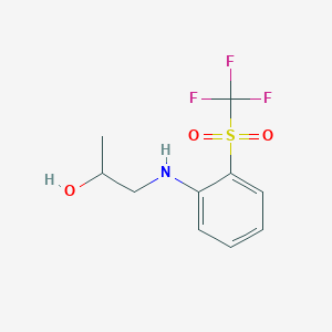 molecular formula C10H12F3NO3S B7542036 1-[2-(Trifluoromethylsulfonyl)anilino]propan-2-ol 