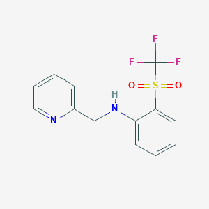 molecular formula C13H11F3N2O2S B7542056 N-(pyridin-2-ylmethyl)-2-(trifluoromethylsulfonyl)aniline 