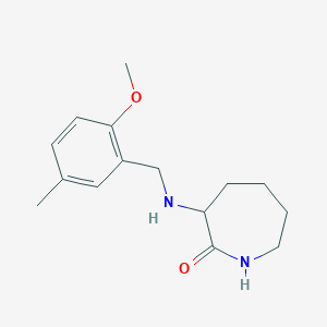 molecular formula C15H22N2O2 B7542124 3-[(2-Methoxy-5-methylphenyl)methylamino]azepan-2-one 
