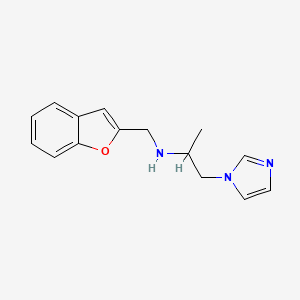 molecular formula C15H17N3O B7542172 N-(1-benzofuran-2-ylmethyl)-1-imidazol-1-ylpropan-2-amine 