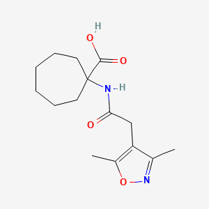 molecular formula C15H22N2O4 B7542225 1-[[2-(3,5-Dimethyl-1,2-oxazol-4-yl)acetyl]amino]cycloheptane-1-carboxylic acid 